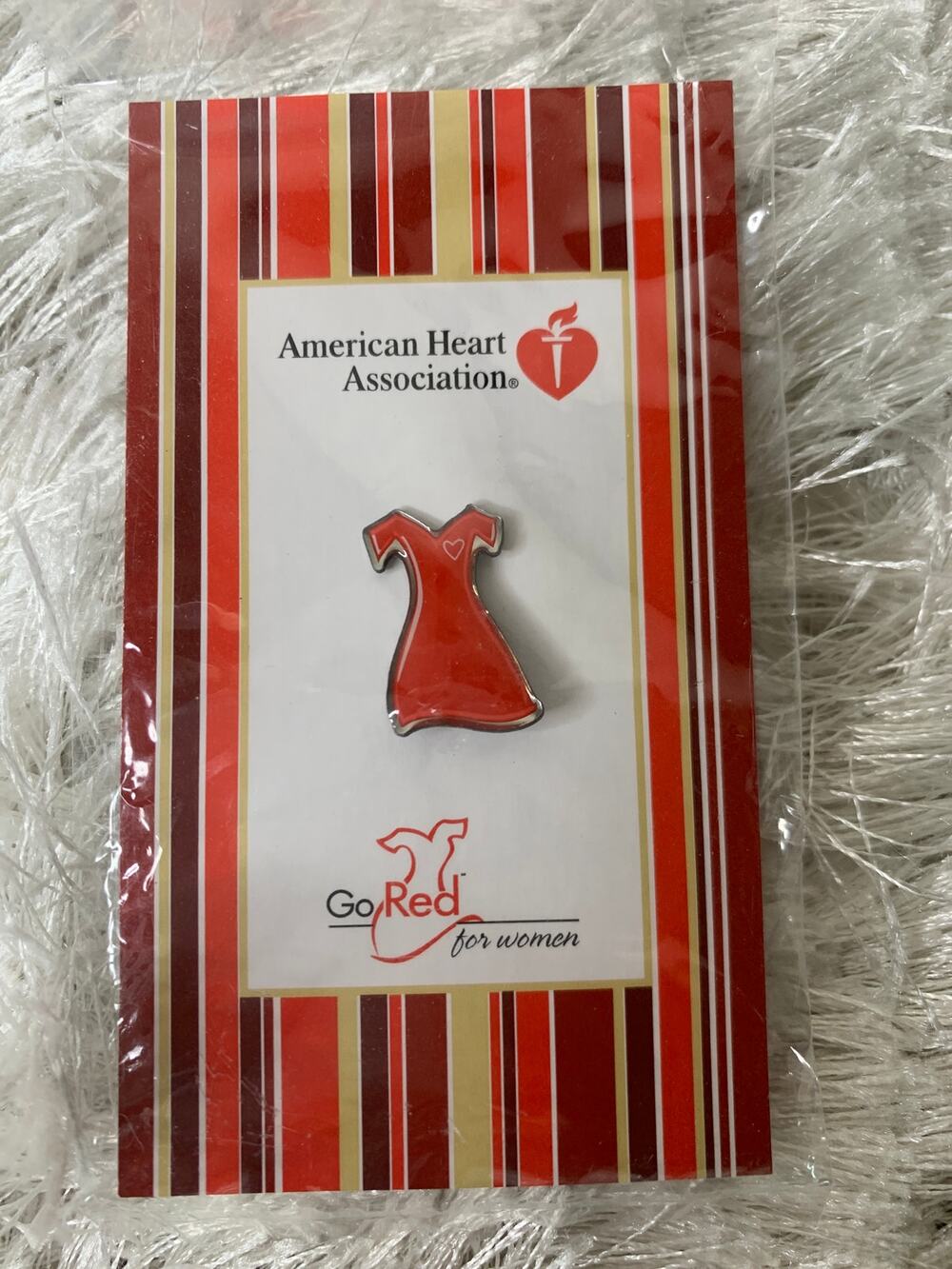 New in Package American Heart Association Red Dress Pin 3/4" Long